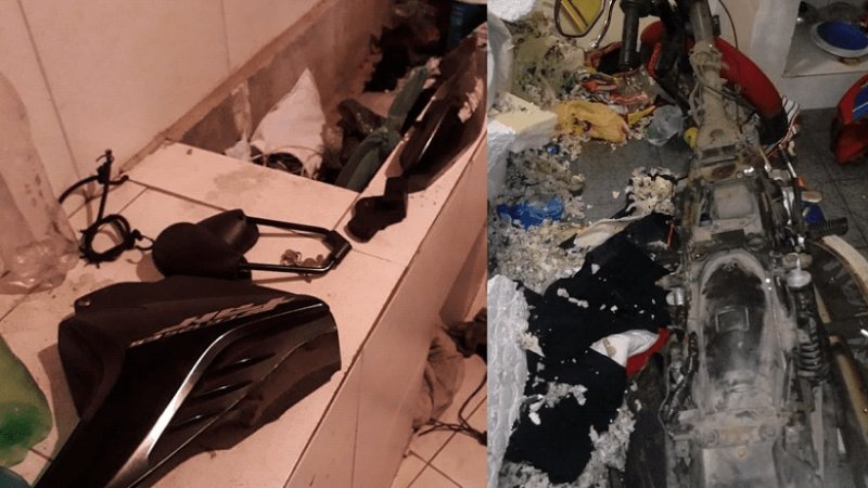 PM ESTOURA DESMANCHE CLANDESTINO DE MOTOS EM SANTO ANDRÉ