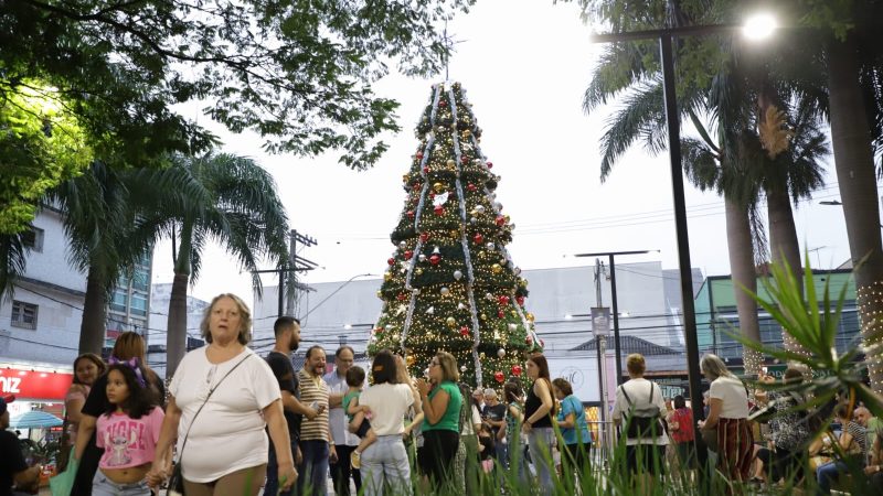 ÁRVORE DE NATAL ILUMINA PRAÇA CARDEAL ARCOVERDE EM SÃO CAETANO DO SUL