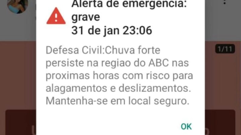 CHUVA INTENSA NO ABC DURA QUASE A MADRUGADA TODA E MORADORES RECEBEM ALERTA DE EMERGÊNCIA