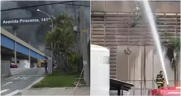 INCÊNDIO DE GRANDES PROPORÇÕES ATINGE CINCO GALPÕES EM CENTRO EMPRESARIAL DE BARUERI