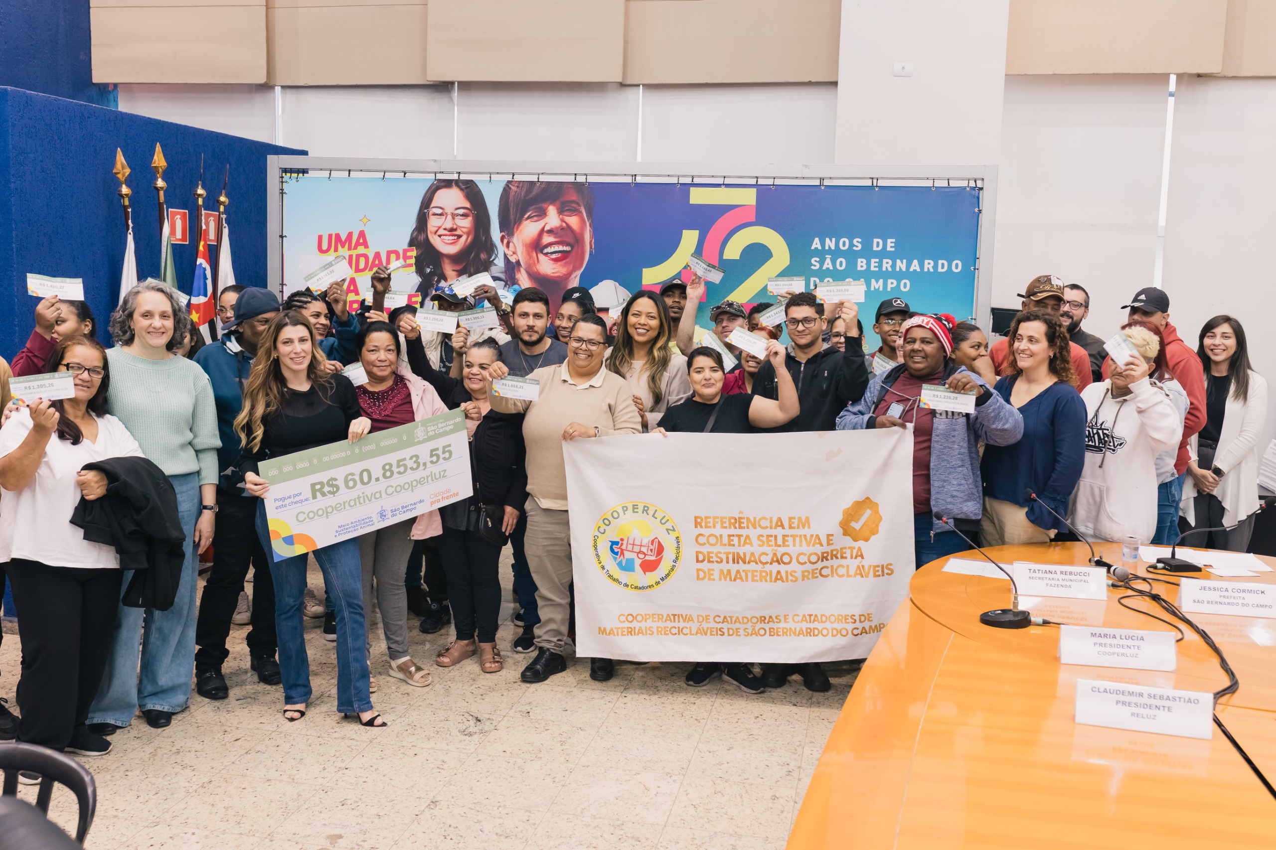 PREFEITURA DE SÃO BERNARDO REALIZA REPASSE DE R$ 111,8 MIL A COOPERATIVAS DE RECICLAGEM